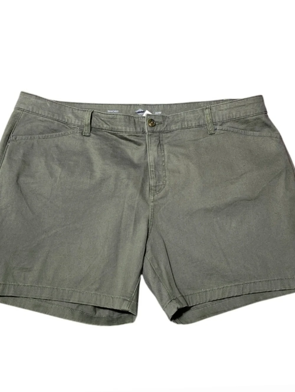 St Johns Bay Chino Shorts Womens Plus Size 22W Olive Green High Rise